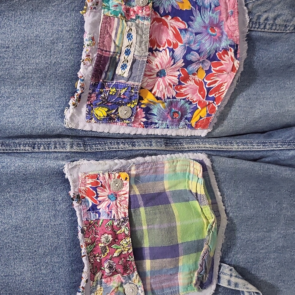Upcycled,Patchwork Denim Overalls - image 7